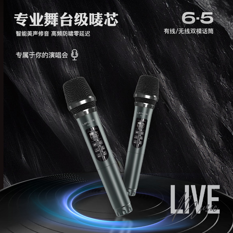 lenyes Cold Lion Bluetooth Speaker K Song Audio Home KTV Wireless Microphone All-in-One Bluetooth K Song