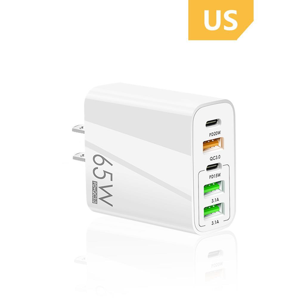 New PD65W Fast Charging Phone Charger 5V3.1A UK Plug PD+3USB Multi-Port Adapter Charging