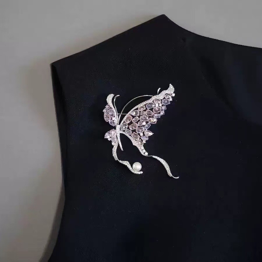 Fairy Girl's Token~Heavy Craft Bow Scepter Brooch Princess Style Vintage Dress Pin for Women