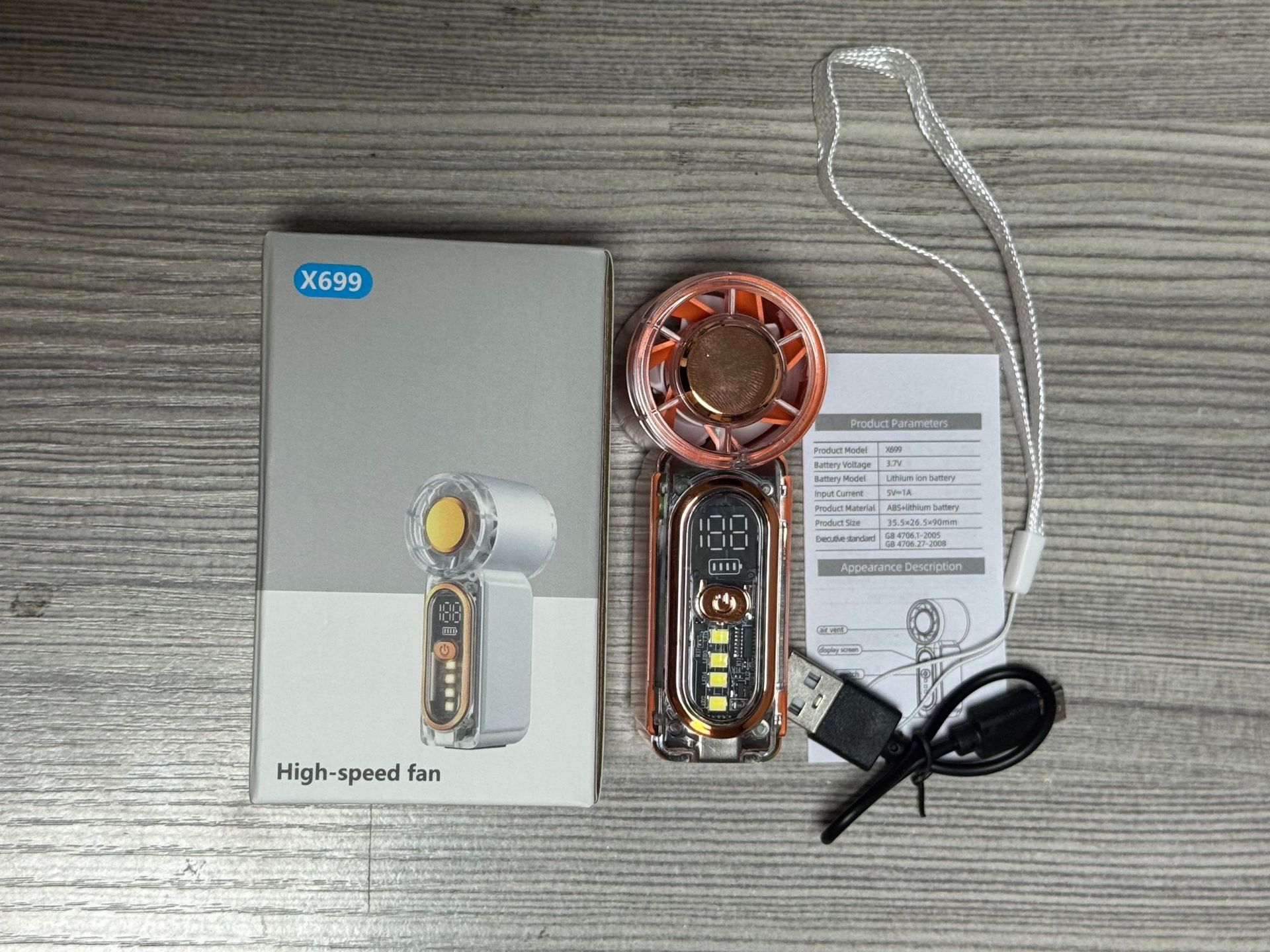 x688 high-speed mini handheld fan USB rechargeable battery life turbo violent portable outdoor small fan