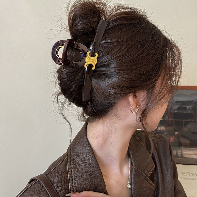 Brown large claw clip for women back of head bun clip for thick hair hair clip hair accessory