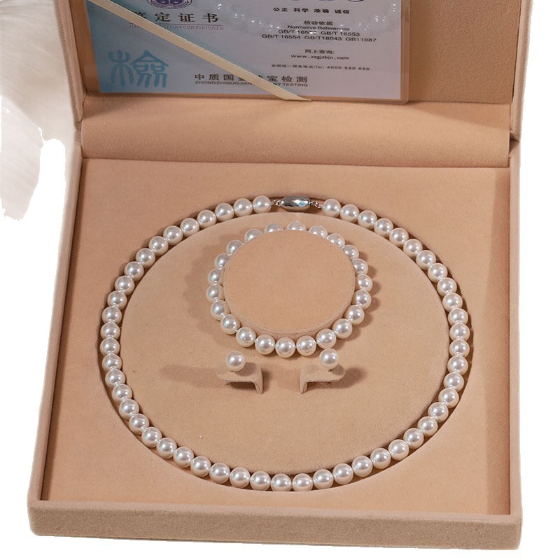 S925 Sterling Silver Yuanbao Buckle Natural Shell Pearl Necklace for Women Strong Luster True Round Gray Pearl