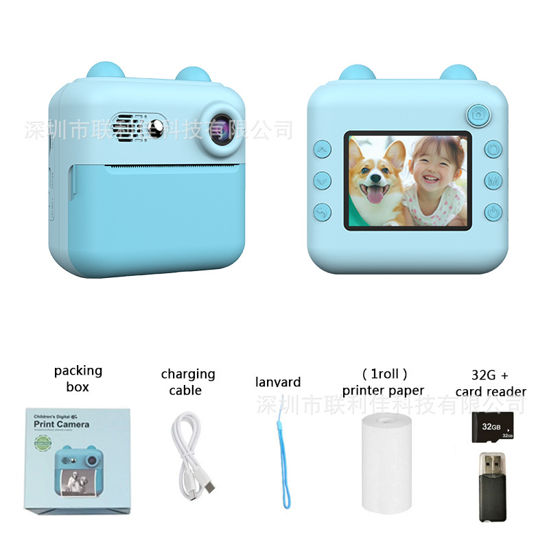New HD children's Polaroid mini photo video thermal print camera support gift