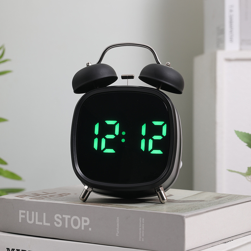High Volume Metal Bell Alarm Clock LED Clock Wake-up Difficult Multifunctional Clock GH8032 Bell Clock