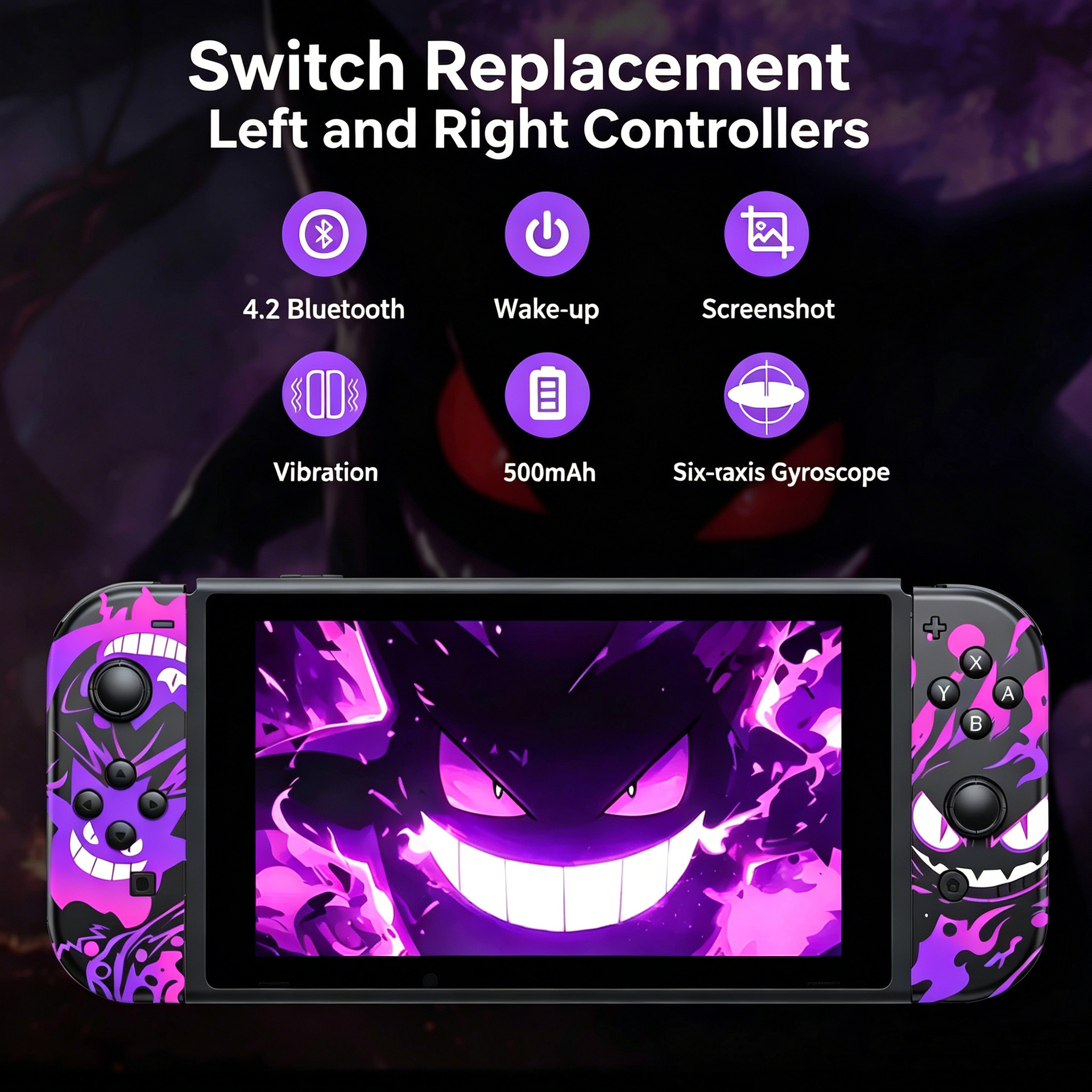 Gengar Switch joycon2 split game controller for Nintendo Bluetooth motion sensing game no