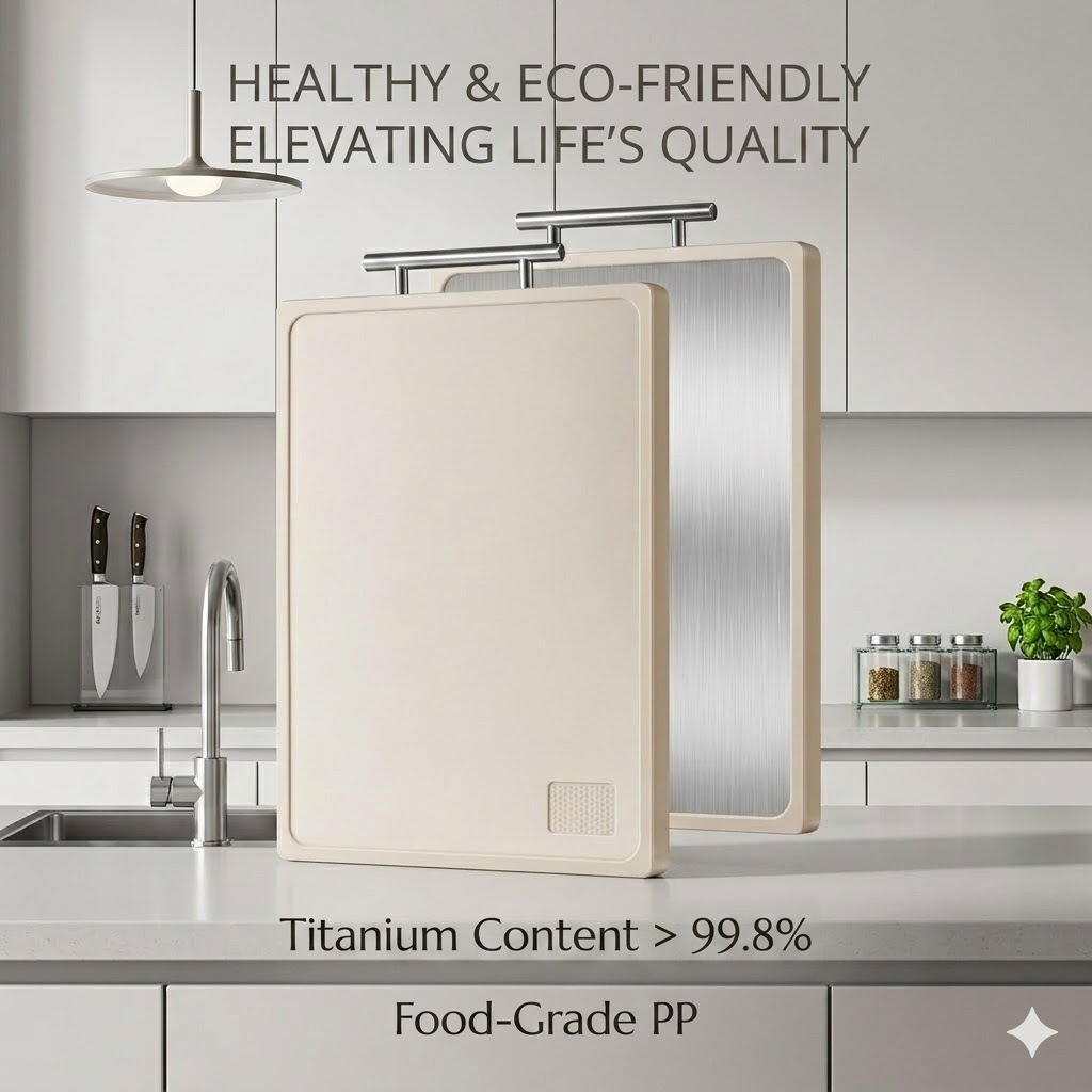Household double-sided anti-slip anti-mold cutting board kitchen fruit cutting thickened portable antibacterial lip double-sided pure titanium cutting board