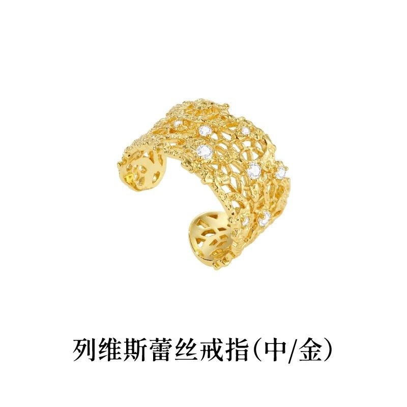 开口可调节 · 金色开口戒中