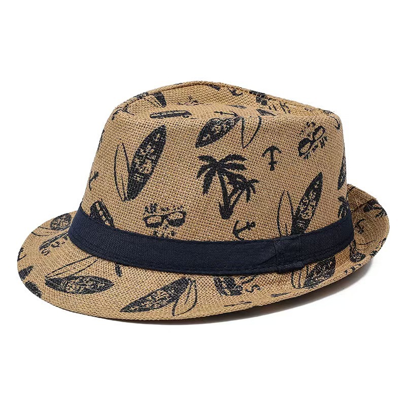 Hat Men's 2021 Summer Linen Paper Straw Breathable and Refreshing Small Fedora Construction Site Sun Hat