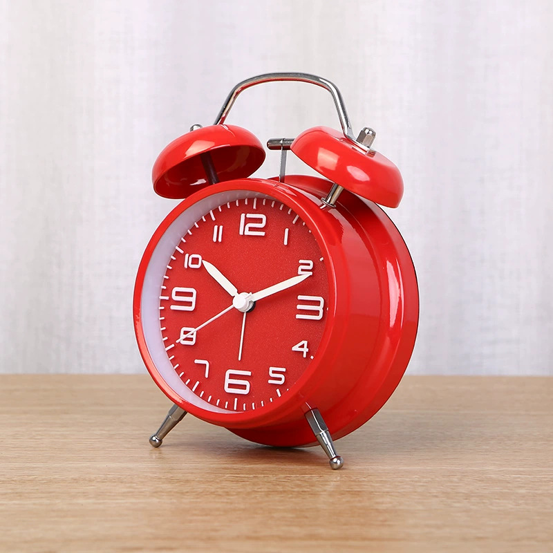 4-inch silent alarm clock metal bell clock ASiDA sweep second hand three-dimensional digital with luminous student clock