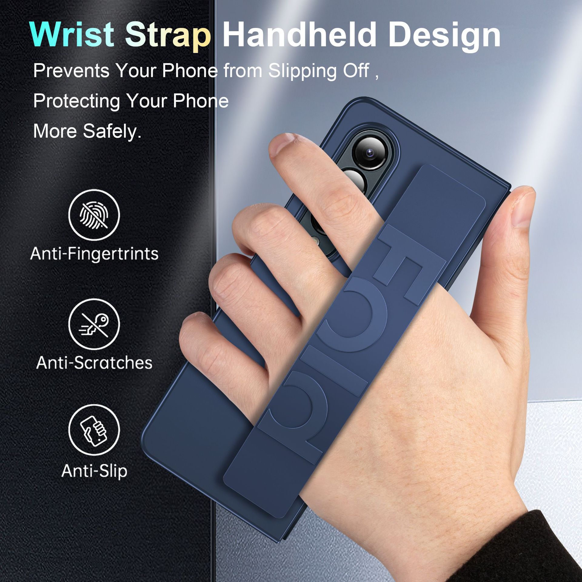 For Samsung Z Fold7/6 Phone Case Elastic Wrist Strap Integrated Flip Foldable Screen Fold5 Anti-Drop Protective Case