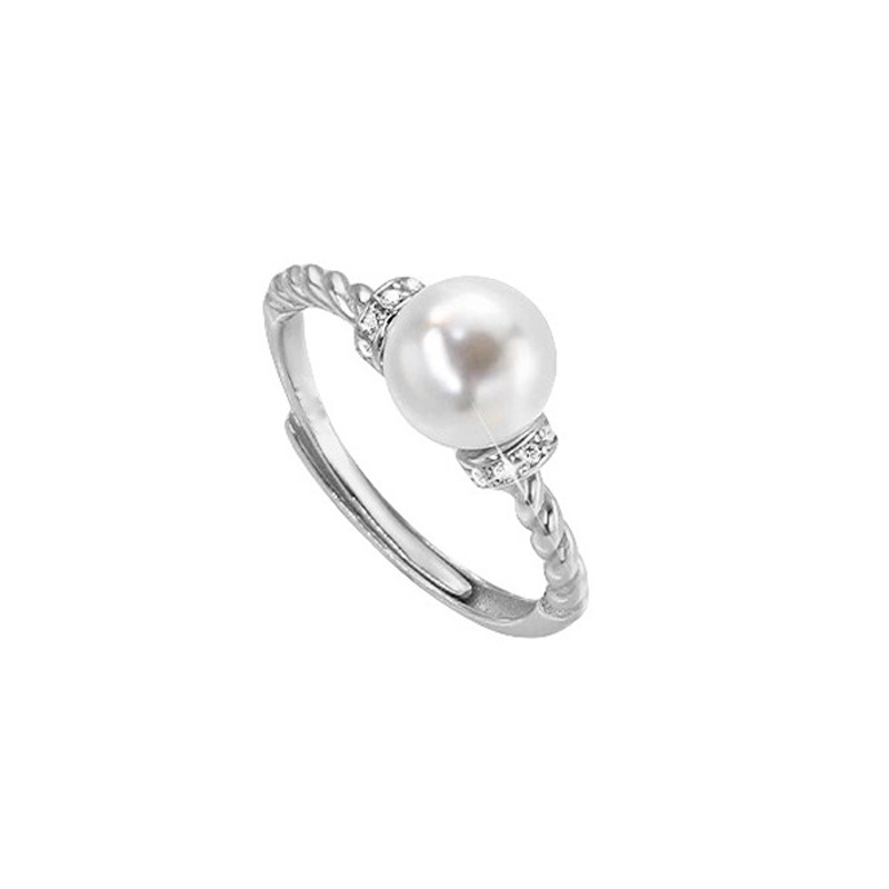 INS Niche Open Smile Pearl Smile Ring for Women Simple Stacking Knuckle Ring Pinky Ring