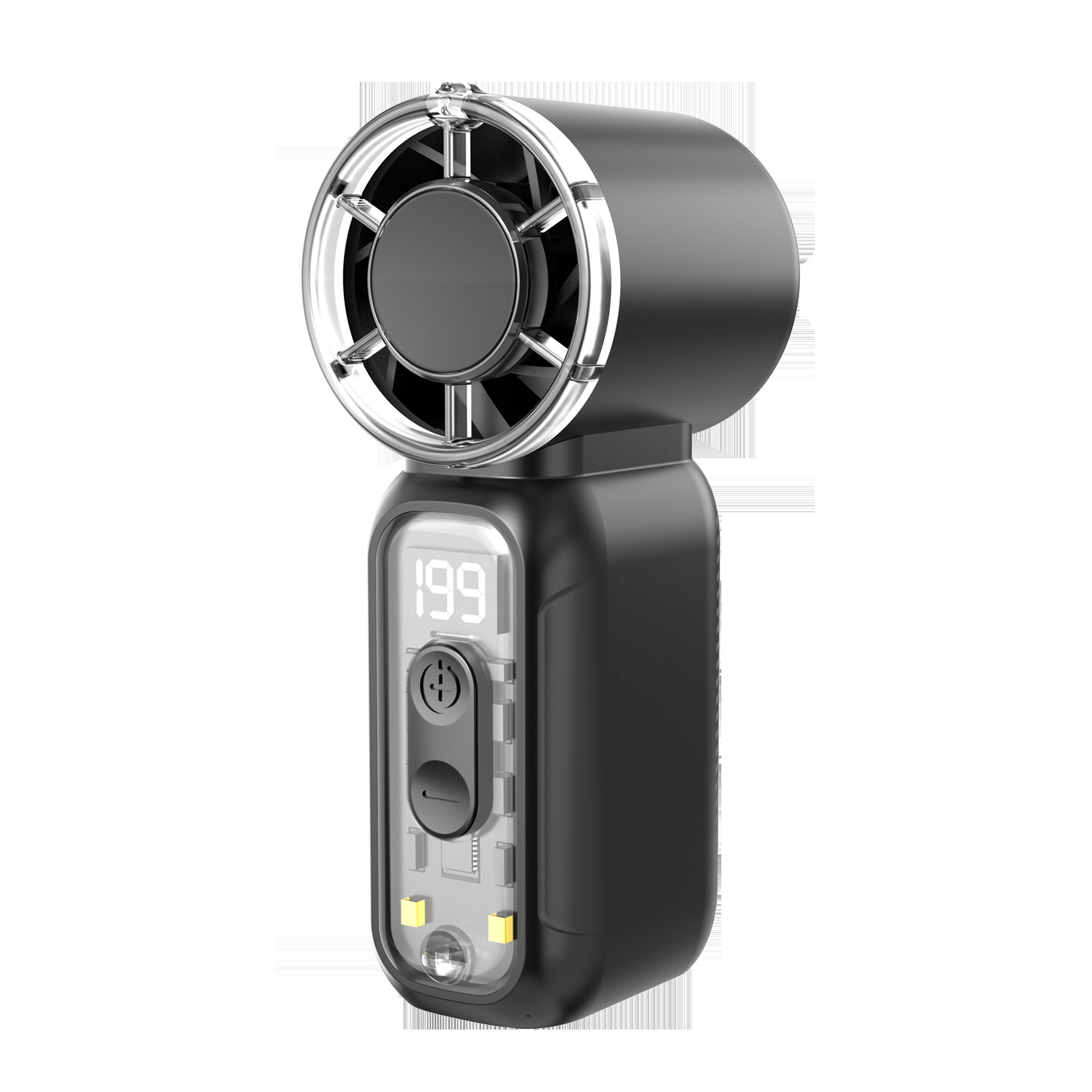 New Mini Handheld Small Fan Turbine Transparent Armor Portable Charging Outdoor High Speed Small Wind Cannon
