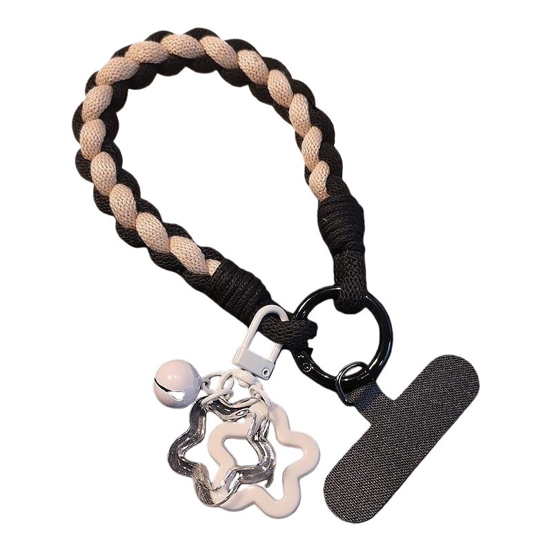 Contrast Color Short Phone Lanyard Outdoor Sturdy Anti-Loss Anti-Fall Keychain Bag Pendant Woven Phone Strap