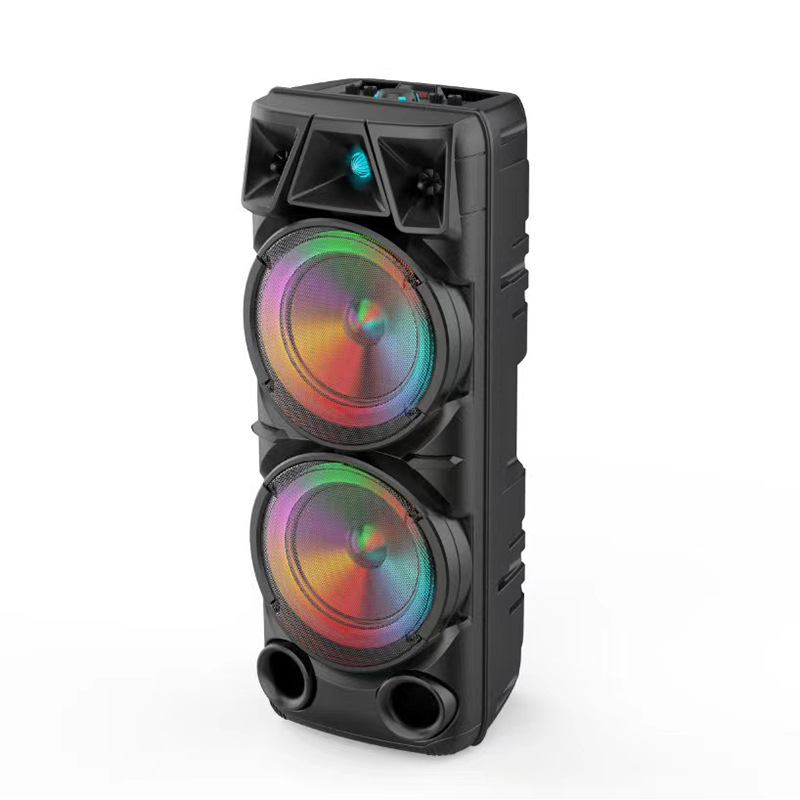 ZQS8210 Dual 8-inch High Power Outdoor Square Dance Wireless Microphone K Song Color Light Speaker Bluetooth Speaker