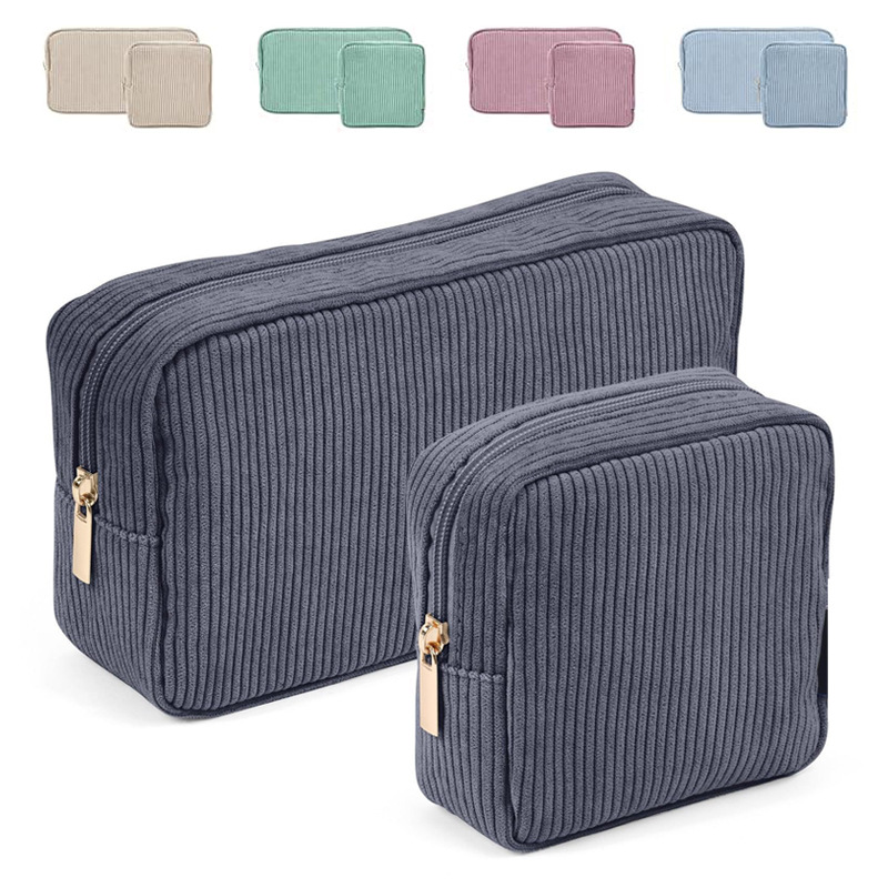 Corduroy Cosmetic Bag Two-Piece Set Large Capacity 2024 Handheld Toiletry Bag Corduroy Multifunctional Small Square Bag for Women