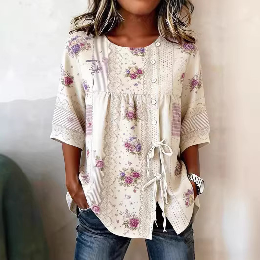 Women's Long Sleeve Shirt Printed Top Long Sleeve Women's Shirt Women's Long Sleeve Shirt Tie Shirt
