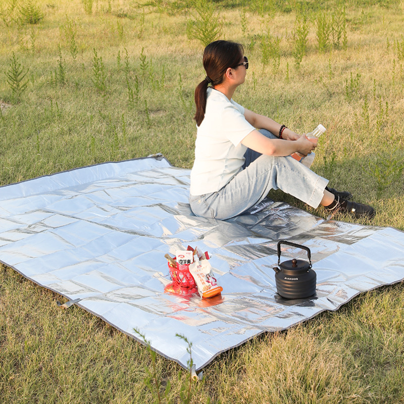 AYXSEE Thickened PE Aluminum Foil Picnic Mat Tent Mat Ground Cloth Double-Sided Aluminum Film Beach Camping Portable Ground Sheet