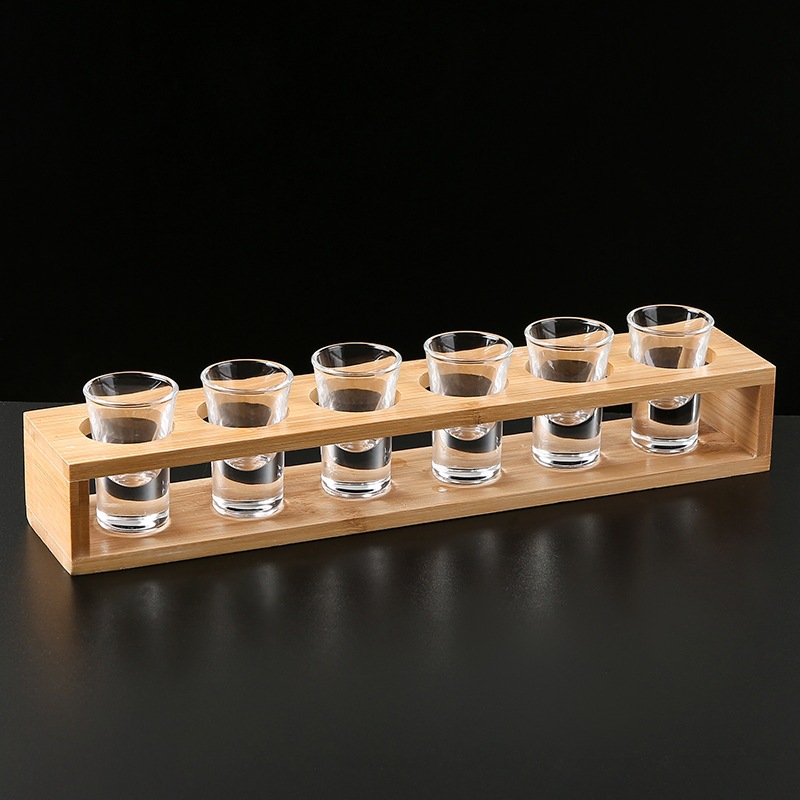 Bamboo liquor glass rack wine dispenser rack shot glass rack bamboo wooden rack small wine glass storage rack small sake cup rack
