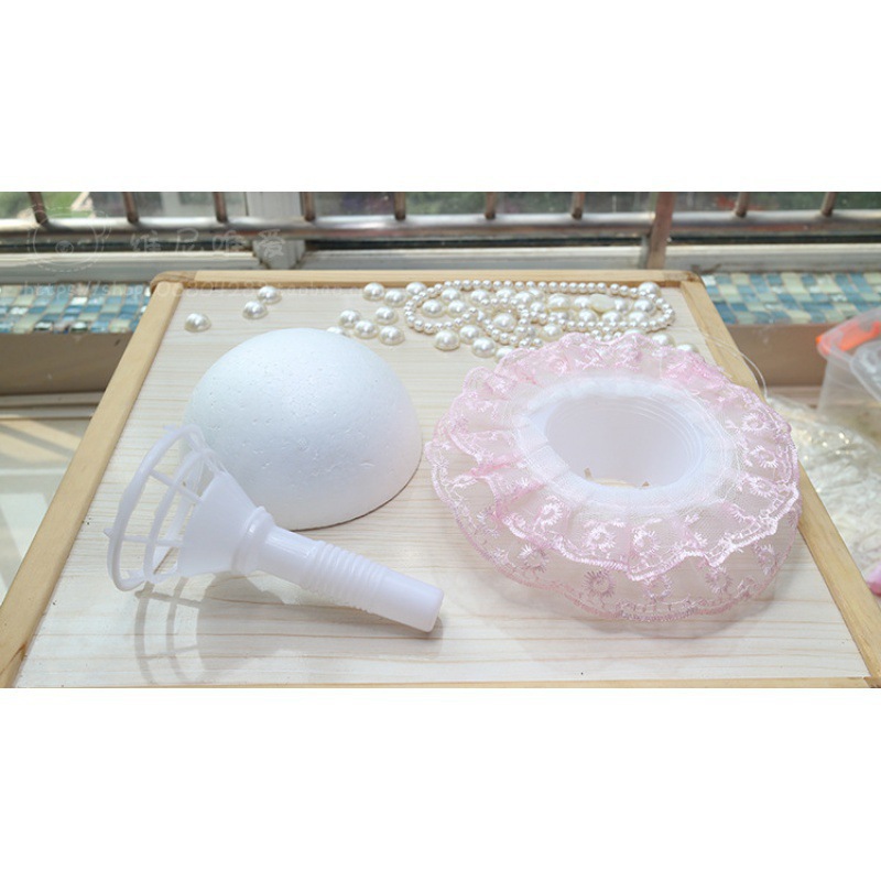 Flower Holder Hemisphere DIY Foam to Handle cm Material Bride 20 Hand Bouquet Lace Optional 10cm Making Lace