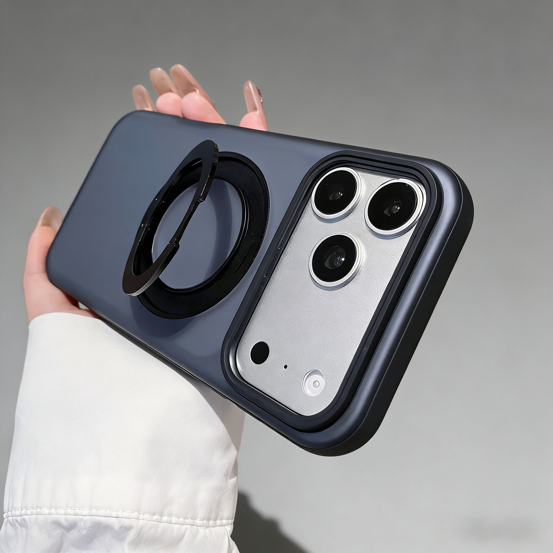 Applicable iPhone 17 Pro Max fulcrum case Apple 16 matte frosted 360 rotating bracket magnetic phone case