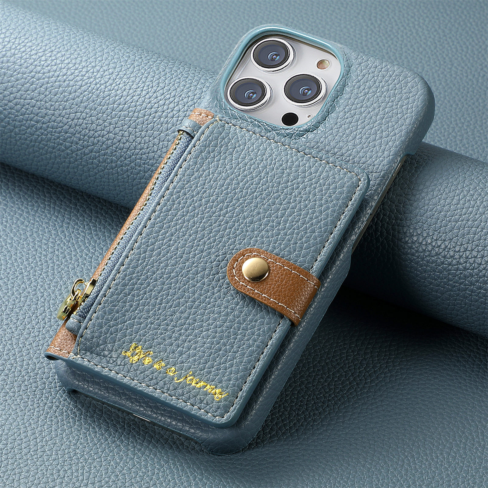 Solid color simple pebble grain edge-coated phone case for Apple 18 protective case iPhone 17PM card holder protective case