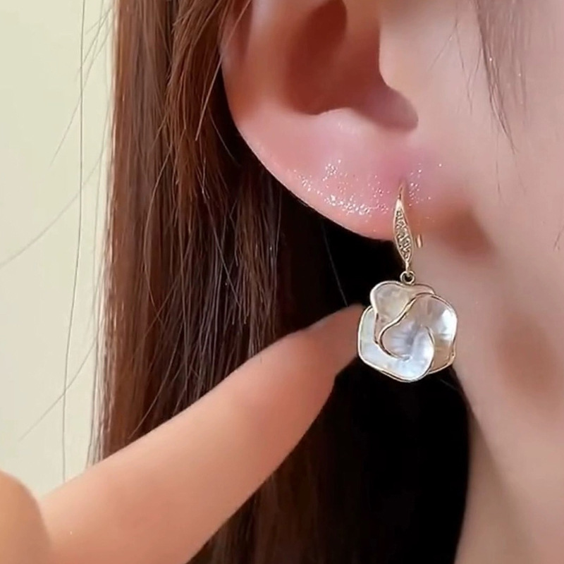 New glaze mountain flower zircon earrings niche ear drops ear accessories