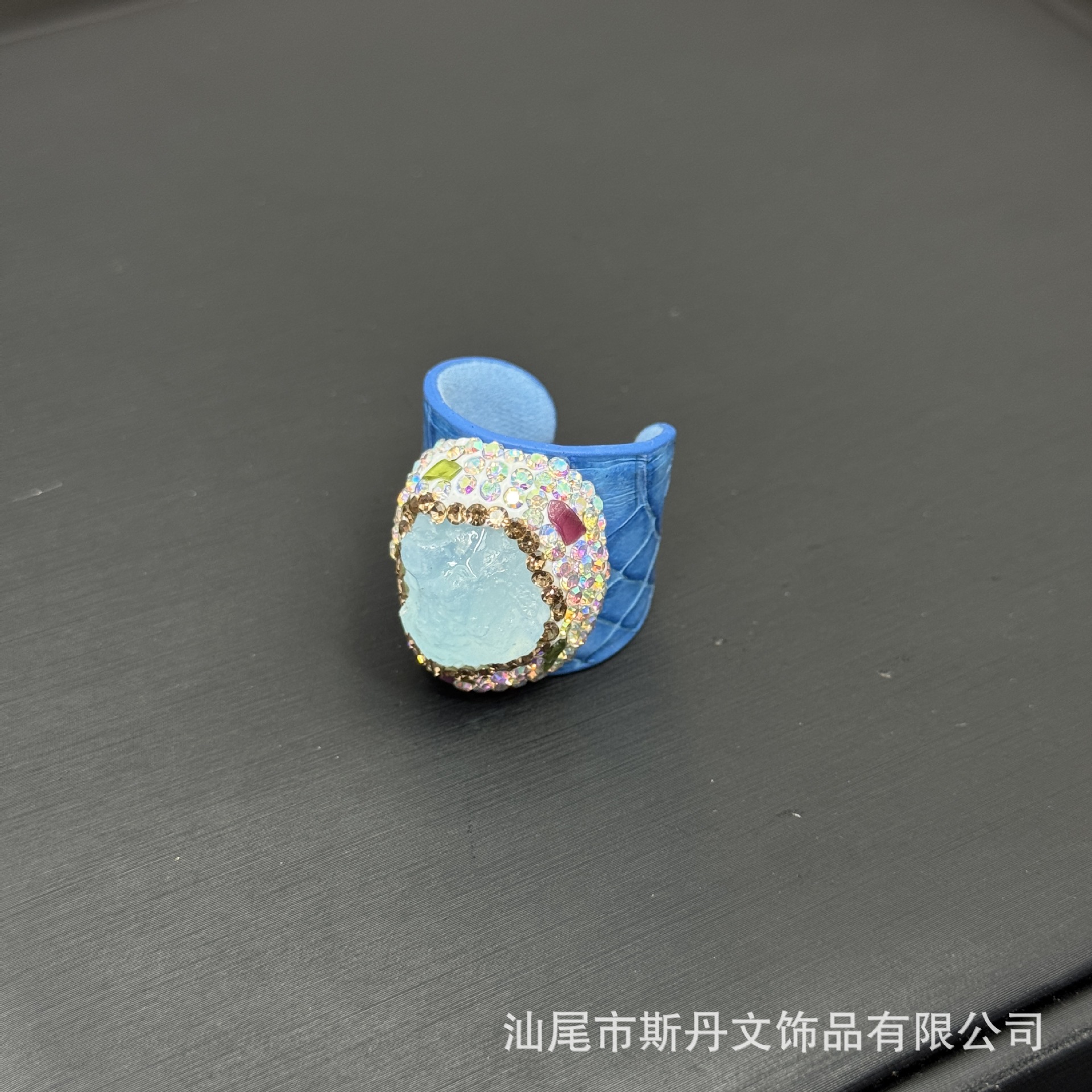 New Natural Amethyst Raw Stone Genuine Leather Ring Niche Handcrafted Inlay Ring Live Stream