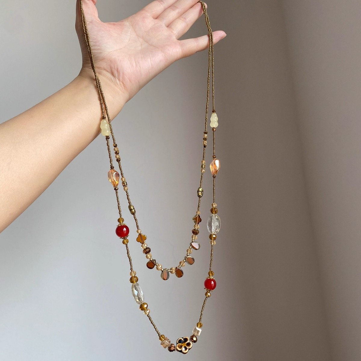 Bohemian Style Multi-Layer Bead Necklace for Women Exquisite Collarbone Chain Layered Necklace