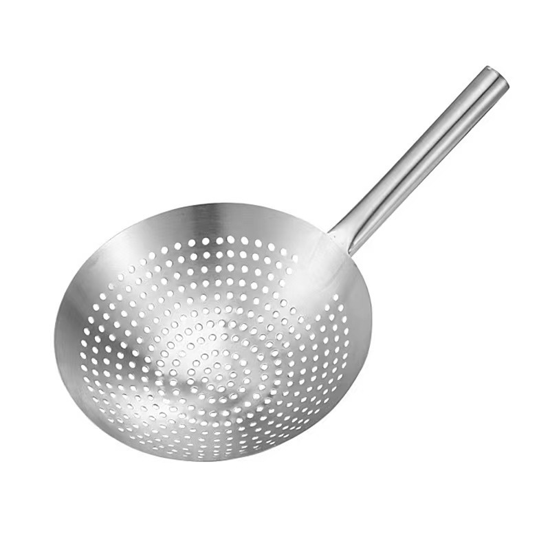 304 stainless steel large slotted spoon thickened deep-fry chef commercial kitchen extra-thick oil filter drum large ladle strainer