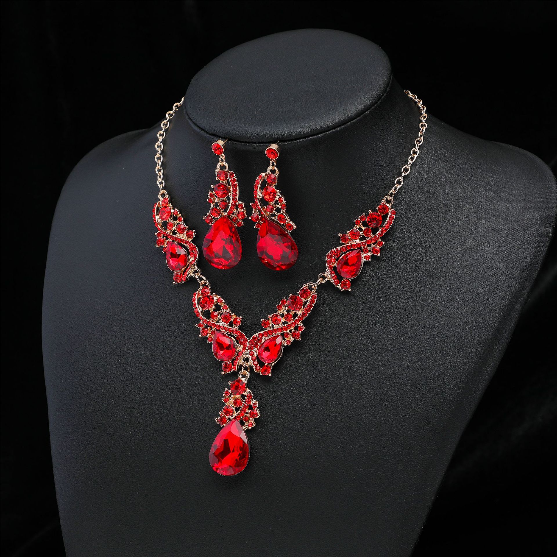 New Exaggerated Necklace Earring Set Cross-Border Exclusive Alloy Electroplated Jewelry Accessories Dress