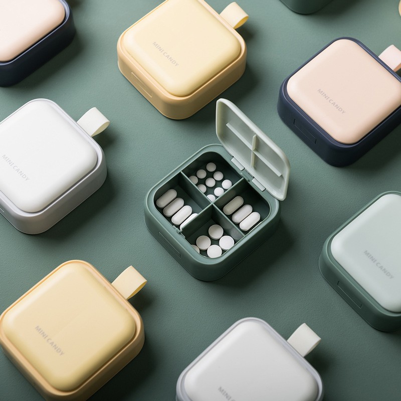 Small pill box, morning noon evening pill organizer, portable mini pill storage box