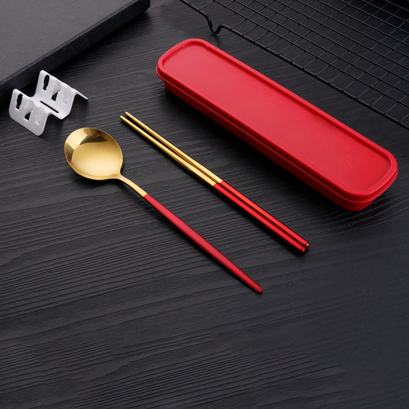 红金2件套{勺+筷+盒}
