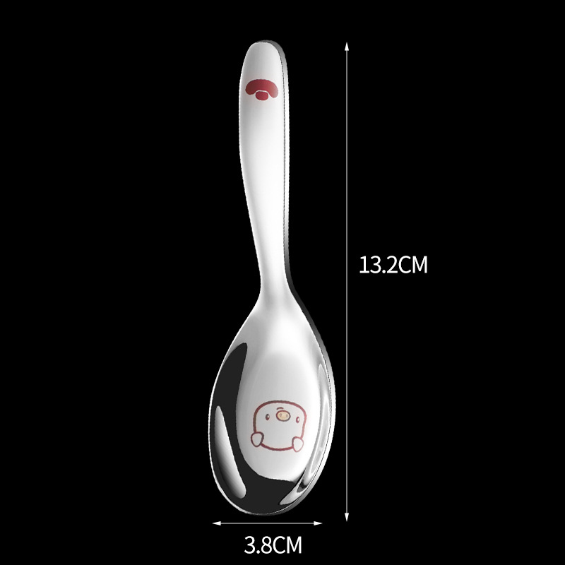 316 stainless steel children's spoon fork rice spoon toddler baby eating soup spoon color carved cartoon small spoon dessert spoon
