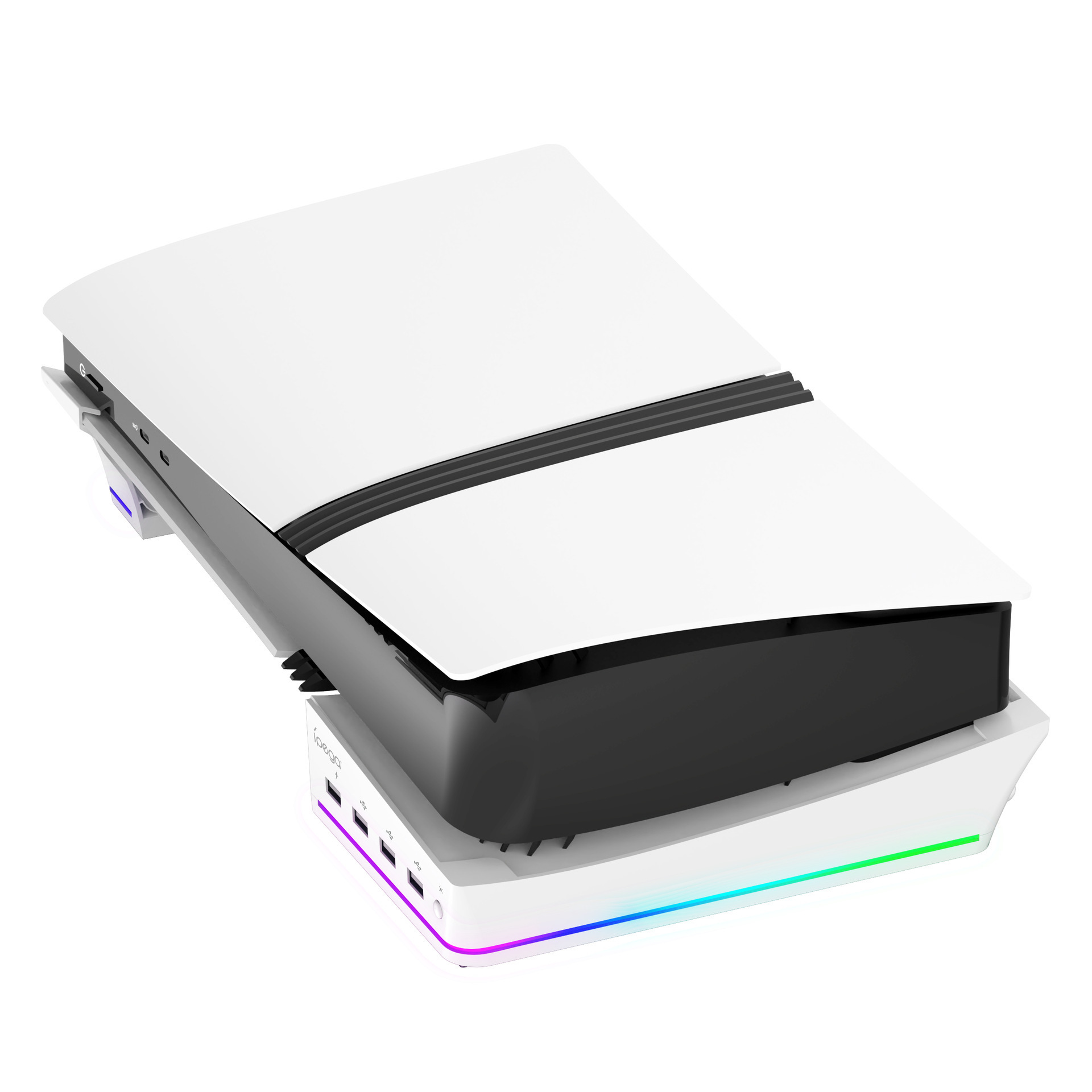 PS5pro/PS5slim host horizontal storage rack portable flat bracket with 4 USB ports RGB light