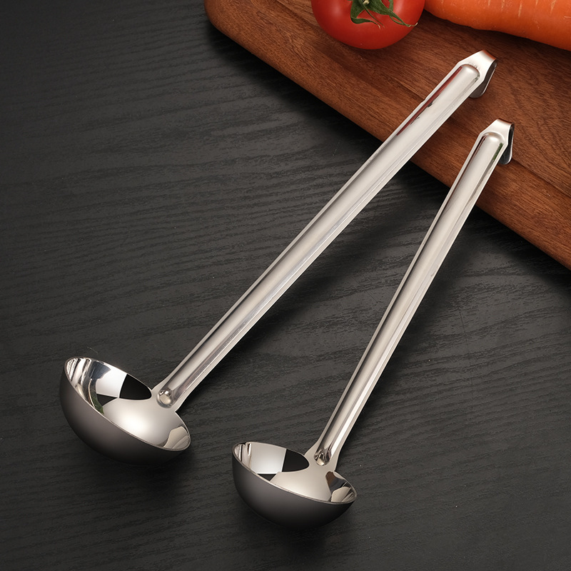 Hooked thickened integrated stainless steel soup spoon, slotted spoon, measuring spoon, long-handled spoon, wine scoop, juice ladle, deepened porridge spoon, rice scoop