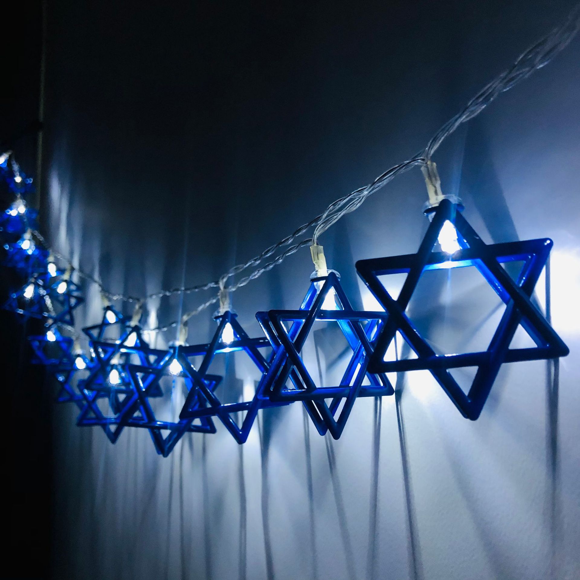 LED Hanukkah Light String, Menorah Star of David Light String, Hexagram Star of David Light String, Christmas