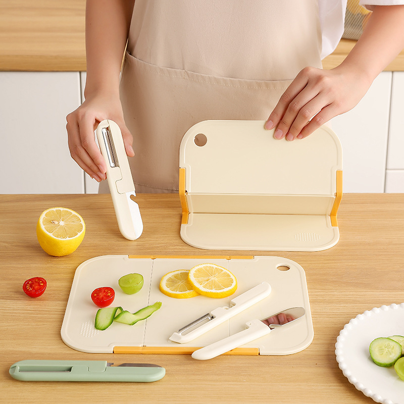 Kitchen Cutting Board Household Chopping Board Set Three-Fold Small Cutting Board Fruit Knife Outdoor Camping Chopping Board Set