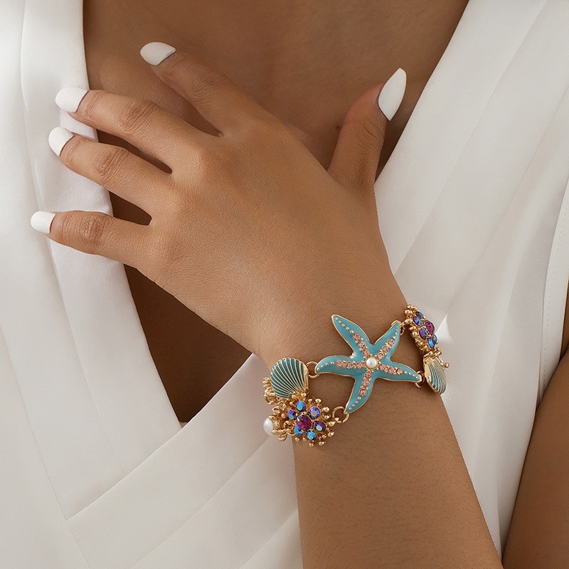 Ocean Vacation Style Starfish Shell Coral Necklace Bracelet Collarbone Chain Pendant Accessories