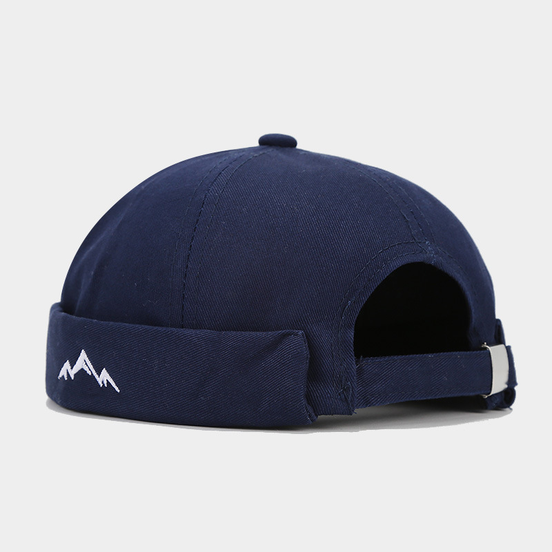 New Mountain Peak Embroidery Landlord Cap for Men, Round Top Hip-Hop Street Dance Cap, Women's Street Skull Cap