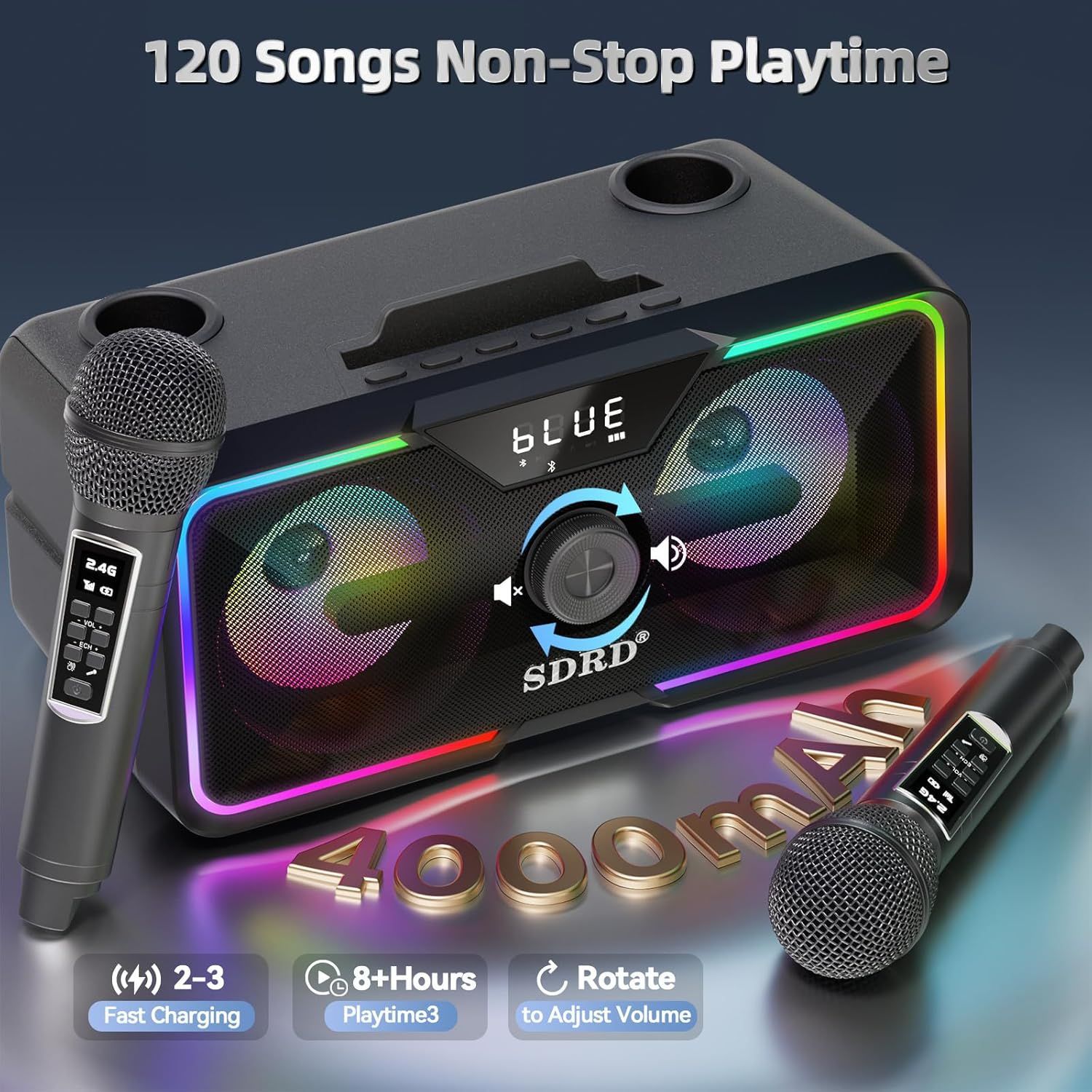 New SD215 Bluetooth Karaoke All-in-One Dual Microphone Mobile Home Bluetooth Speaker Dual Speaker Portable Subwoofer