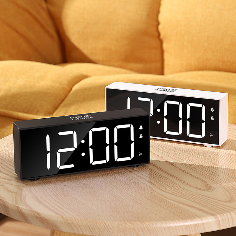 New LED clock simple large screen color alarm clock temperature display bedside clock