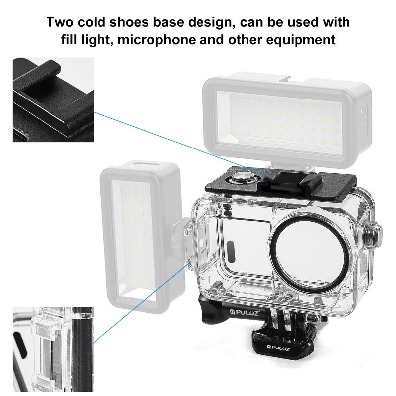 Waterproof Housing for DJI Action5 Pro/4 with Cold Shoe Mount & Base Long Screw