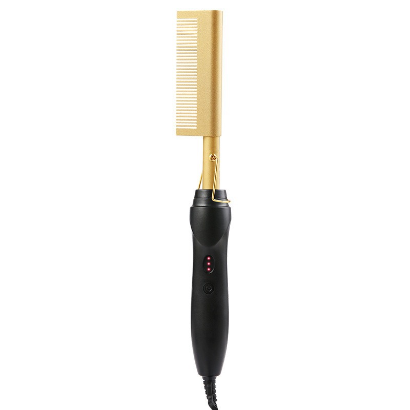 Electric Curling Comb 2-in-1 Curling Iron Electric Curl Straight Dual Use Copper Comb Curl Straight Function Electric Straightening Comb