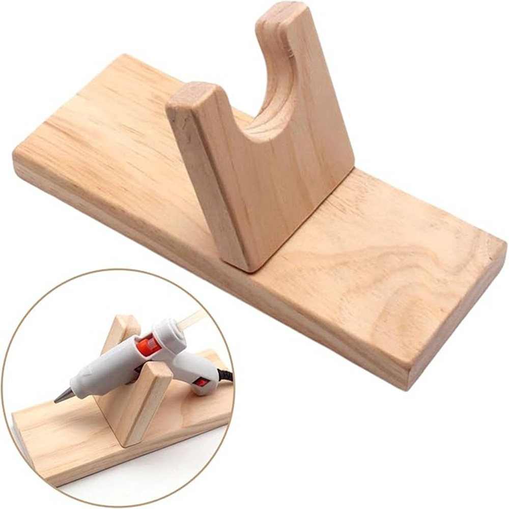 Hot melt glue stand wooden stand fix glue gun head base decoration accessories materials handmade DIY tool