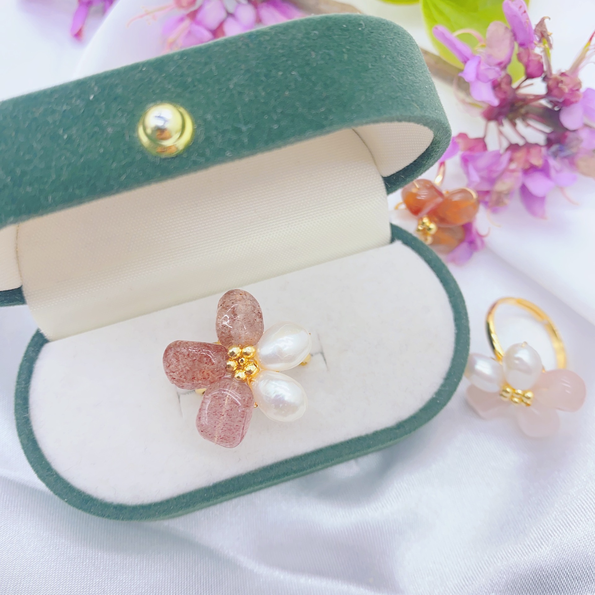 925 Needle Baroque Pearl Five-Petal Flower Earrings Original Design Style Earrings