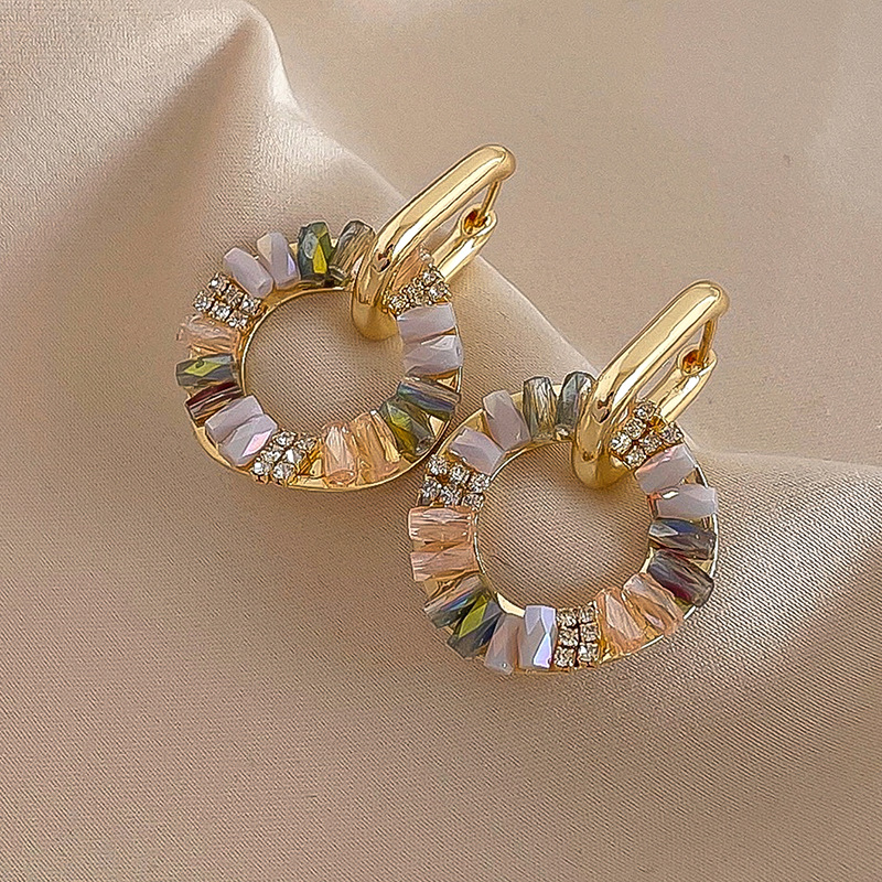 Crystal Zirconia Circle Ear Cuff Earrings Two-in-One Earrings for Women