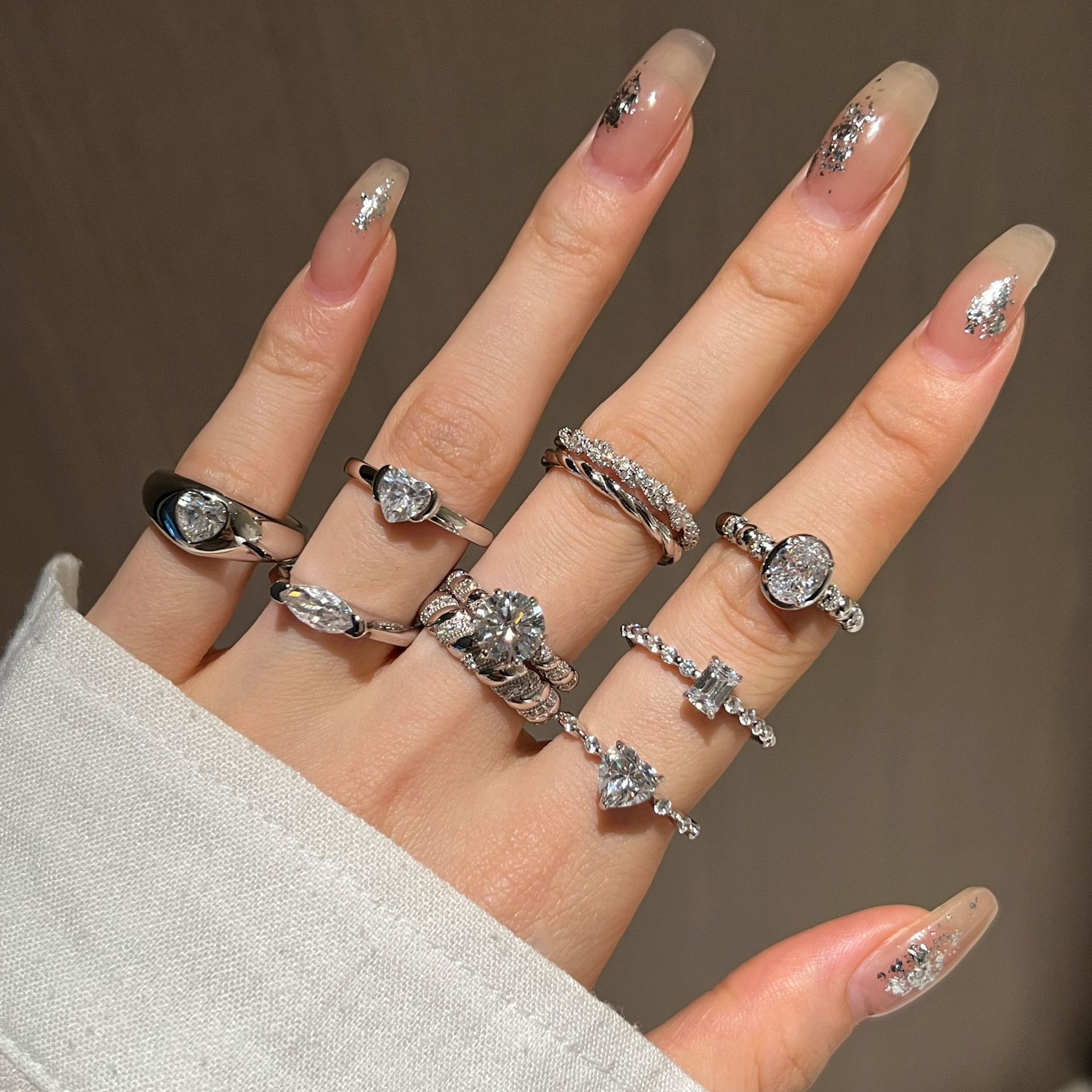 S925 sterling silver ring for women, white 5A zircon closed ring women's ring