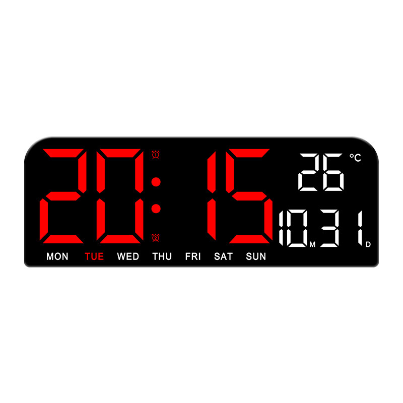 Color Screen Clock Simple LED Desk Clock Large Screen Wall Alarm Clock Multi-function Digital Clock Rectangular Large Font Clock