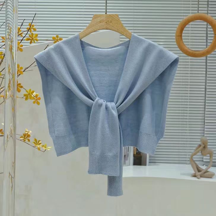 Thin simple striped shawl autumn and winter knitted scarf small cape outer fake collar
