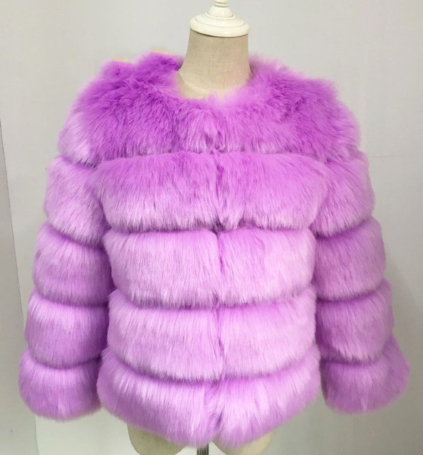 Fur imitation fox fur faux fur jacket women's short long sleeve faux fur artificial fur jacket
